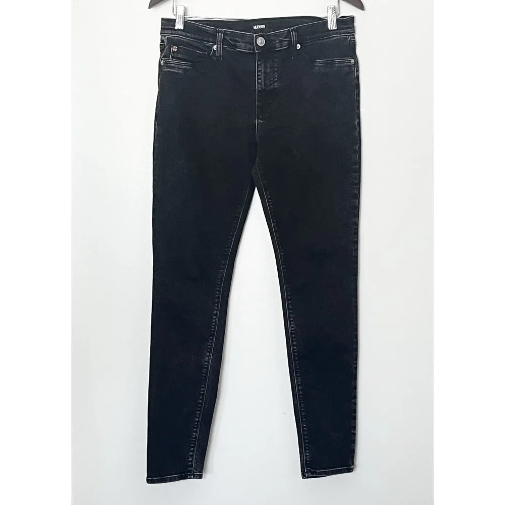 Hudson Jeans Women's 30 Black Krista‎ Super Skinny Raw Wash Biker Grunge Rock